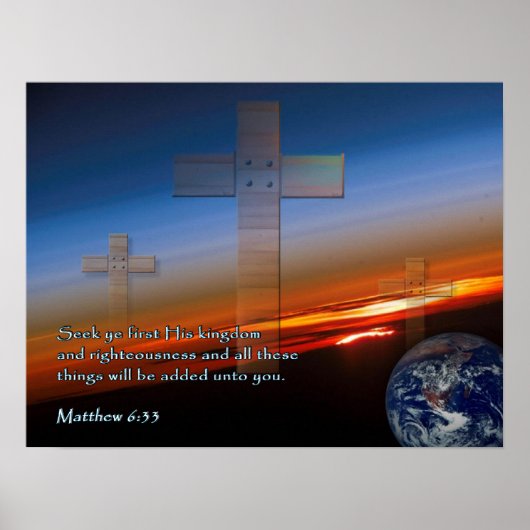 Matthew 6:33 Sunset Crosses Poster (Voorkant)