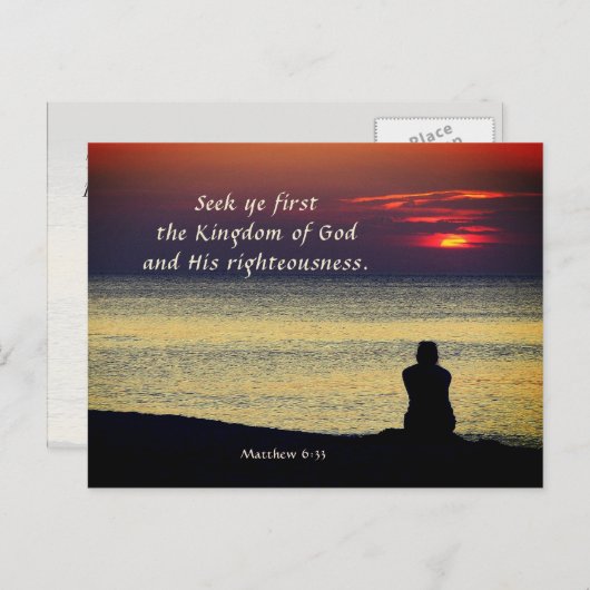 Matthew 6:33 Zoekt het Eerste Koninkrijk van Goede Briefkaart (Voorkant / Achterkant)