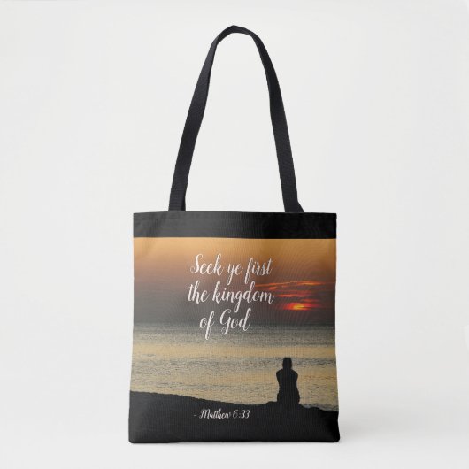 Matthew 6:33 zoekt Ye eerst het Koninkrijk God Tote Bag (Voorkant)