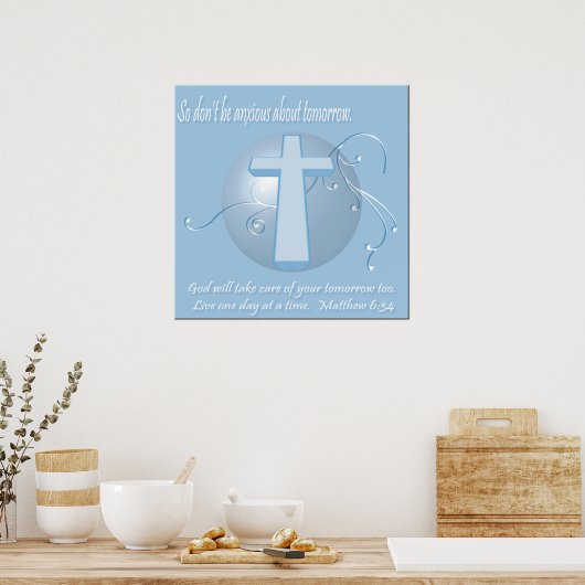 Matthew 6:34 Bijbelverse Poster (Keuken)