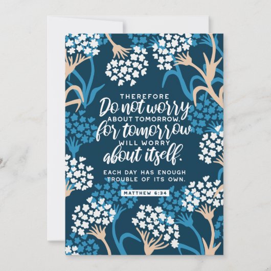 Matthew 6:34 Bijbelversie Feestdagenkaart (Voorkant)