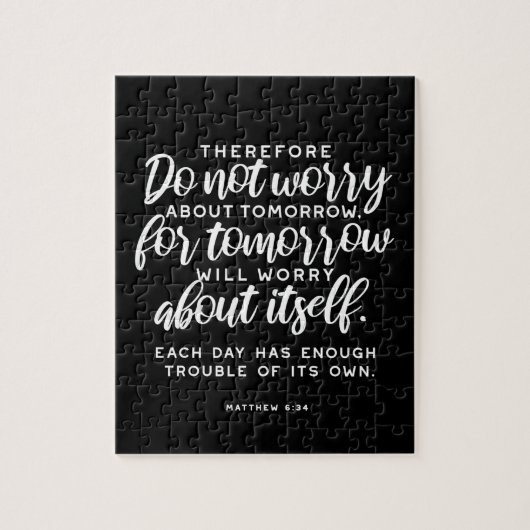 Matthew 6:34 Bijbelversie Legpuzzel (Verticaal)