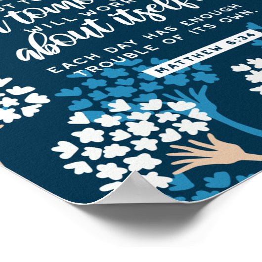 Matthew 6:34 Bijbelversie Poster (Hoek)