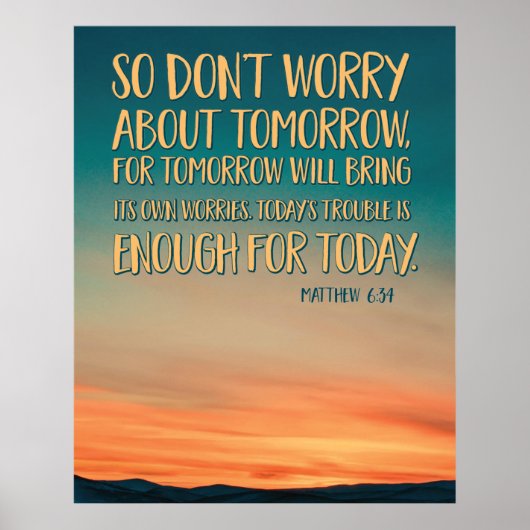 Matthew 6:34 Sunset Poster (Voorkant)