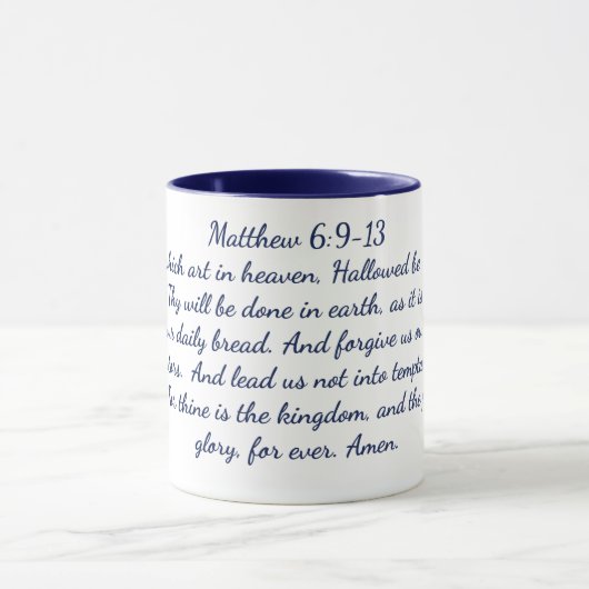 Matthew 6:9-13 Bijbelversie, 11 oz koffie-Mok Mok (Midden)