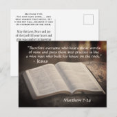 Matthew 7:24-25 Bouwt zijn huis op de rots, Bijbel Briefkaart (Voorkant / Achterkant)