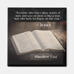 Matthew 7:24 Gebouwd in zijn huis op de rots, Bijb Magneet