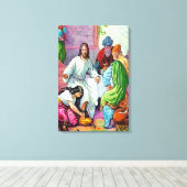 Matthew 7:36-50 Jesus Forgeeft een vrouwenzins Canvas Afdruk (Insitu (Houten vloer))
