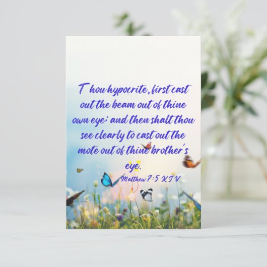 Matthew 7:5 KJV Bijbelverse Pic Flat Greeting Kaart (Staand voorkant)