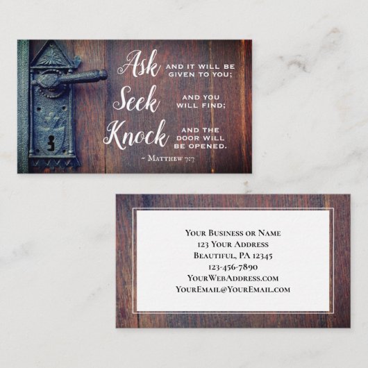 Matthew 7:7, Ask en het zal gegeven worden Visitekaartje (Voorkant / Achterkant)