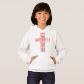 Matthew 7:7 bijbels Verse Cross Girl's Hoodie (Voorkant volledig)