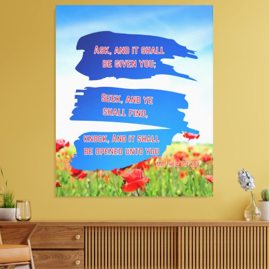 Matthew 7:7 Bijbelse Verse KJV Pic Wall Art Canvas Afdruk (Insitu (Woonkamer))