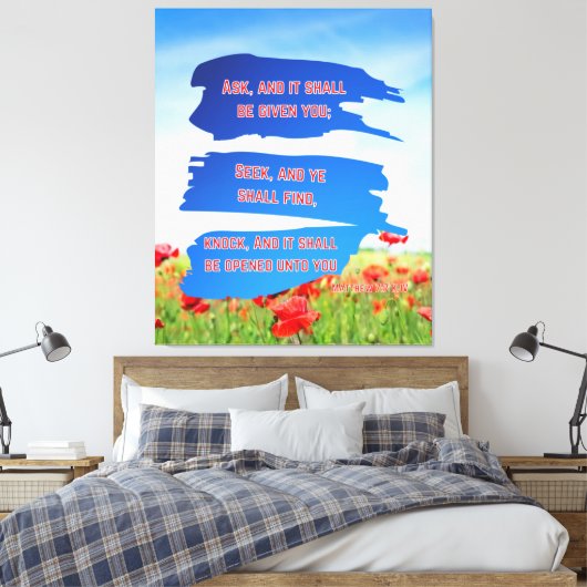 Matthew 7:7 Bijbelse Verse KJV Pic Wall Art Canvas Afdruk (Insitu (Slaapkamer))