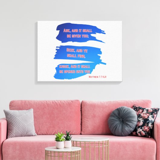 Matthew 7:7 Bijbelse Verse KJV Wall Art Canvas Afdruk (Insitu (Woonkamer))