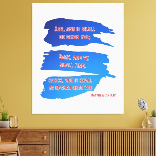Matthew 7:7 Bijbelse Verse KJV Wall Art Canvas Afdruk (Insitu (Woonkamer))