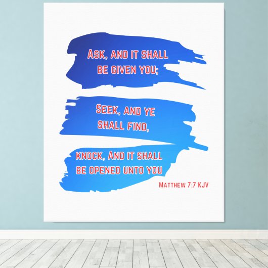 Matthew 7:7 Bijbelse Verse KJV Wall Art Canvas Afdruk (Insitu (Houten vloer))