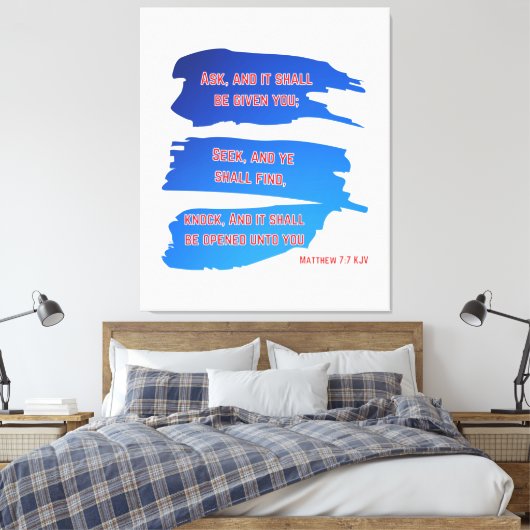 Matthew 7:7 Bijbelse Verse KJV Wall Art Canvas Afdruk (Insitu (Slaapkamer))