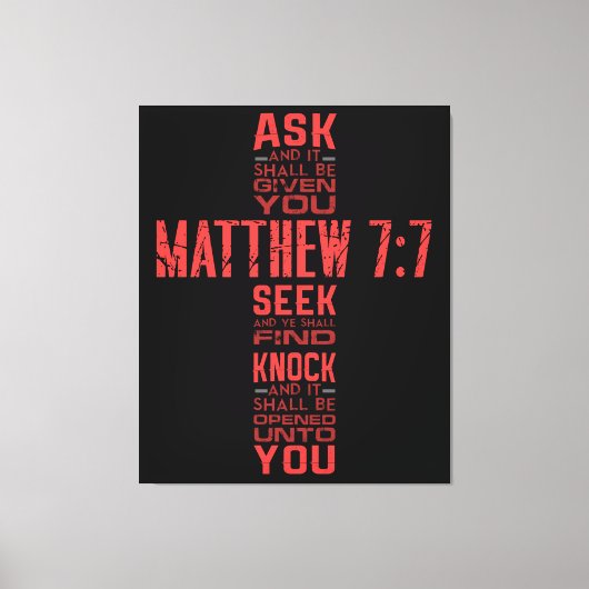 Matthew 7:7 Bijbelverse cross canvas (Voorkant)