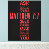 Matthew 7:7 Bijbelverse cross canvas (Insitu (Houten vloer))