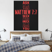 Matthew 7:7 Bijbelverse cross canvas (Insitu (Slaapkamer))
