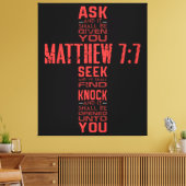 Matthew 7:7 Bijbelverse cross canvas Afdruk (Insitu (Woonkamer))