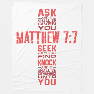 Matthew 7:7 Bijbelverse Cross Fleece Blanket Deken