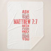 Matthew 7:7 Bijbelverse Cross Sherpa Blanket Sherpa Deken (Voorkant)
