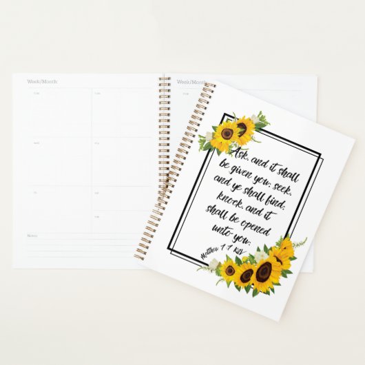 Matthew 7:7 Bijbelverse kalenderplanner Planner (Display)