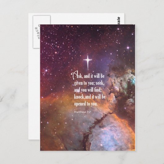 Matthew 7:7 briefkaart (Voorkant / Achterkant)