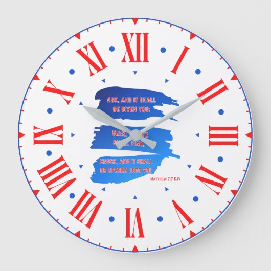 Matthew 7:7 KJV Bijbel Romeins cijfer Grote Klok (Voorkant)