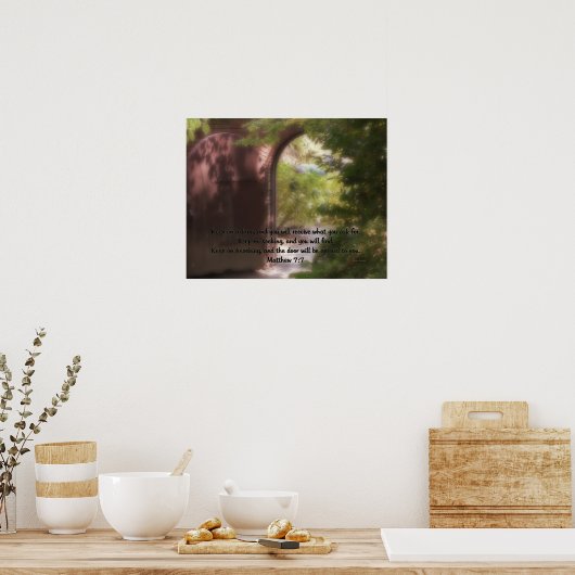 Matthew 7:7 poster (Keuken)
