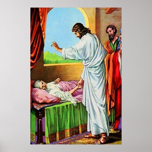 Matthew 8:14 15 Healing Peter's moeder in de wet Poster (Voorkant)