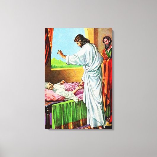 Matthew 8:14-15 Healing Peter's schoonmoeder Canvas Afdruk (Voorkant)