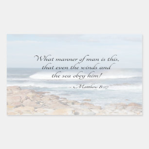 Matthew 8:27 Jezus noemt het storm, Bijbelverse Rechthoekige Sticker