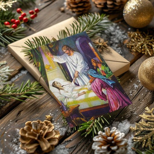 Matthew 9:18-26 Jesus brengt een meisje terug naar Briefkaart