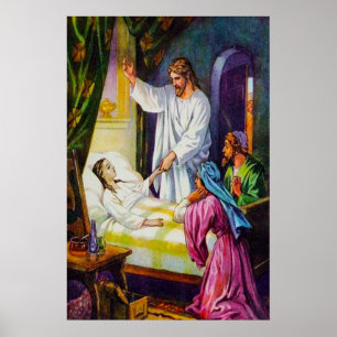 Matthew 9:18-26 Jesus brengt een meisje terug naar Poster