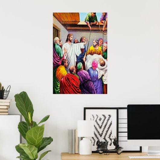 Matthew 9:1-8 Jesus Forgave en Heals Poster (Thuiskantoor)