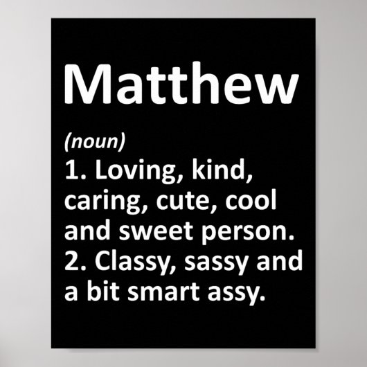Matthew Definitie Gepersonaliseerde Naam Grappige  Poster (Voorkant)