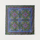 Matthew Digby Wyatt Textiel Design in Groen Blauw Wandkleed (Voorkant (horizontaal))