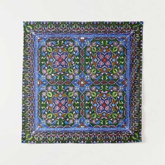 Matthew Digby Wyatt Textiel Design in Groen Blauw Wandkleed (Voorkant (horizontaal))