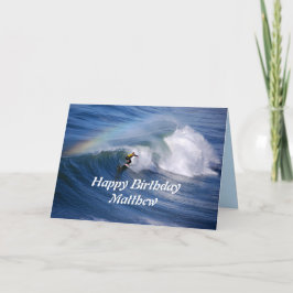Matthew Happy Birthday Surfer met regenboog Kaart