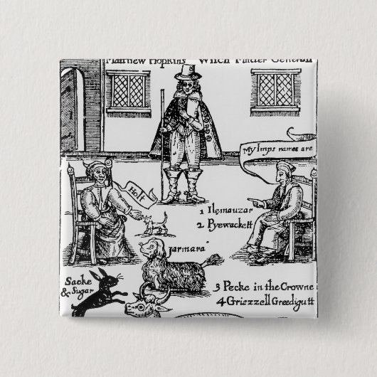 Matthew Hopkins, de Witchfinder-generaal Vierkante Button 5,1 Cm (Voorkant)