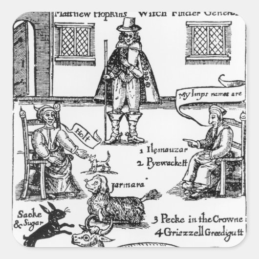 Matthew Hopkins, de Witchfinder-generaal Vierkante Sticker (Voorkant)