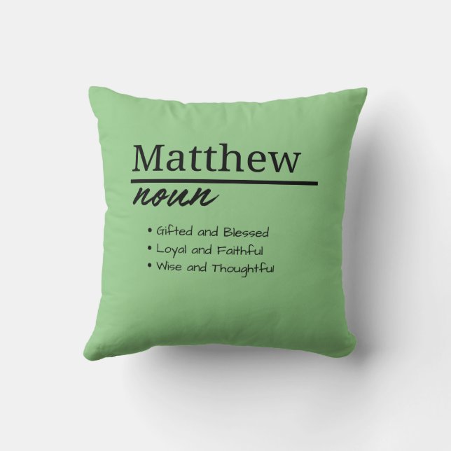 Matthew, jongen gepersonaliseerde naam definitie kussen (Achterkant)