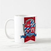 Matthew letter M heraldry red blue name Koffiemok (Links)
