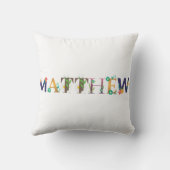 MATTHEW Naam Kunst met bloemen geborduurd Kussen (Achterkant)