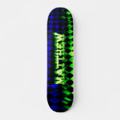 Matthew skateboard groen vuur en vlammenontwerp. (Voorkant)