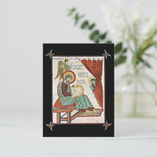 Matthew van Lindisfarne Medieval Manuscript Briefkaart (Staand voorkant)