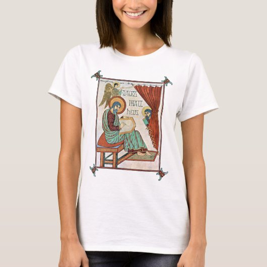 Matthew van Lindisfarne Medieval Manuscript T-shirt (Voorkant)