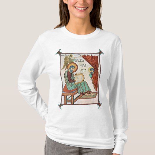 Matthew van Lindisfarne Medieval Manuscript T-shirt (Voorkant)